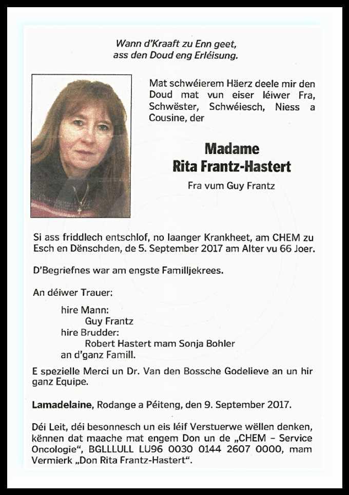 Madame Rita Frantz-Hastert 