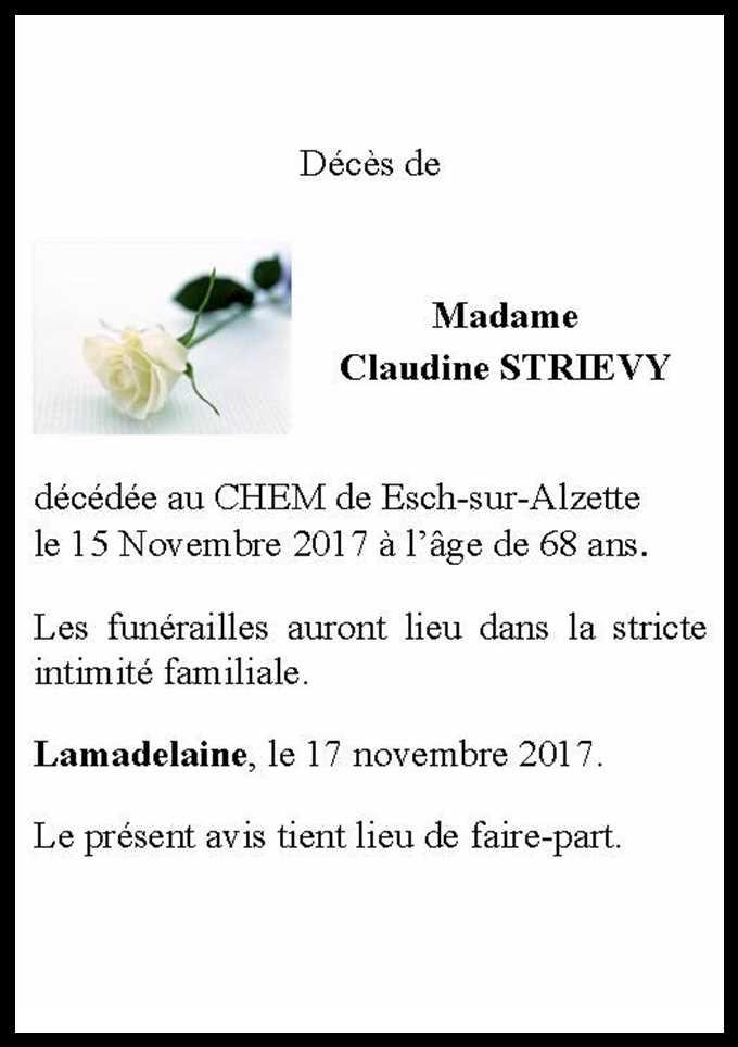 Madame Claudine STRIEVY 