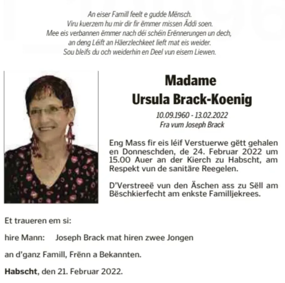 Traueranzeige für Ursula Brack-Koenig