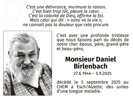 Traueranzeige für Daniel Birlenbach