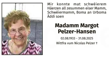 Traueranzeige für Margot Pelzer-Hansen