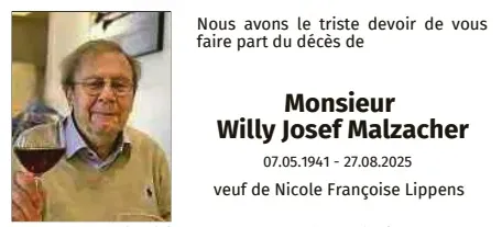 Traueranzeige für Willy Josef Malzacher