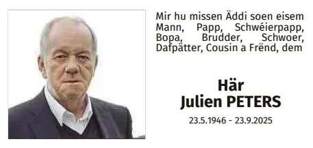 Traueranzeige für Julien Peters