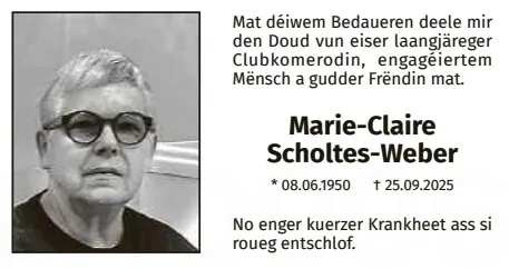 Traueranzeige für Marie-Claire Scholtes-Weber