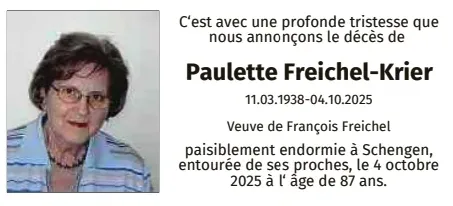 Traueranzeige für Paulette Freichel-Krier