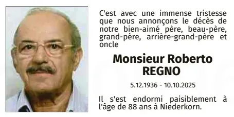 Traueranzeige für Roberto Regno