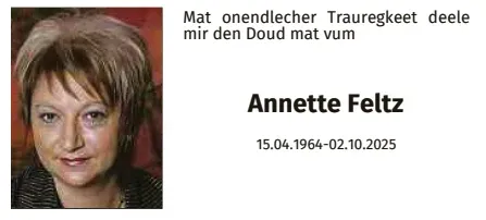Traueranzeige für Annette Feltz