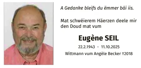 Traueranzeige für Eugène Seil