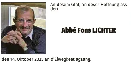 Traueranzeige für Abbé Fons Lichter