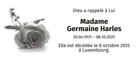 Traueranzeige für Germaine Harles