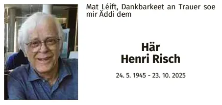 Traueranzeige für Henri Risch