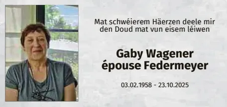 Traueranzeige für Gaby Wagener