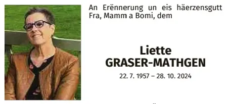 Traueranzeige für Liette Graser-Mathgen