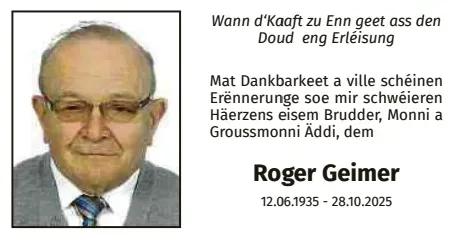 Traueranzeige für Roger Geimer