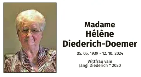 Traueranzeige für Hélène Diederich-Doemer