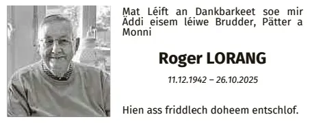 Traueranzeige für Roger Lorang