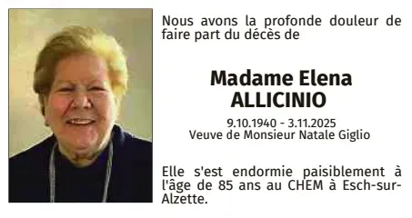 Traueranzeige für Elena Allicinio