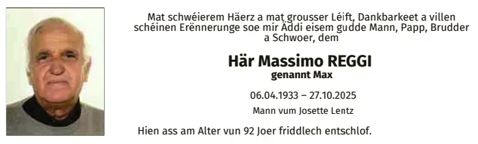 Traueranzeige für Massimo Reggi
