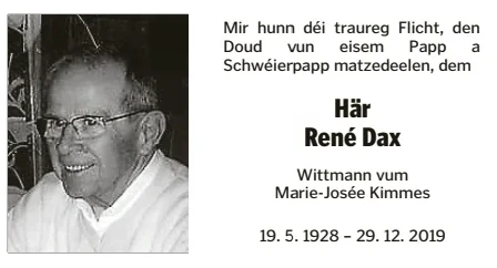 Traueranzeige für René Dax