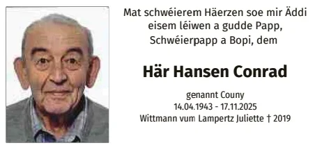 Traueranzeige für Conrad Hansen