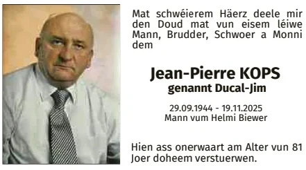 Traueranzeige für Jean-Pierre Kops