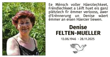 Traueranzeige für Denise Felten-Mueller