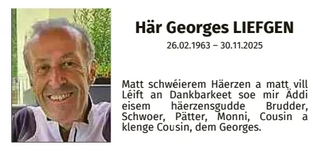 Traueranzeige für Georges Liefgen