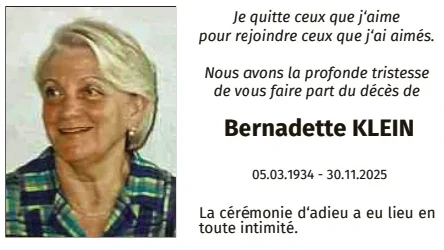 Traueranzeige für Bernadette Klein