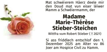 Traueranzeige für Marie-Thérèse Stieber-Steichen
