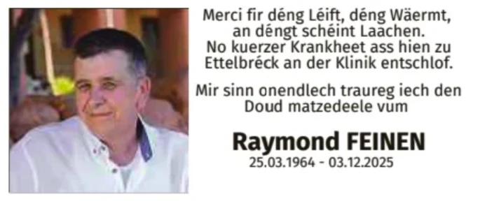 Traueranzeige für Raymond Feinen