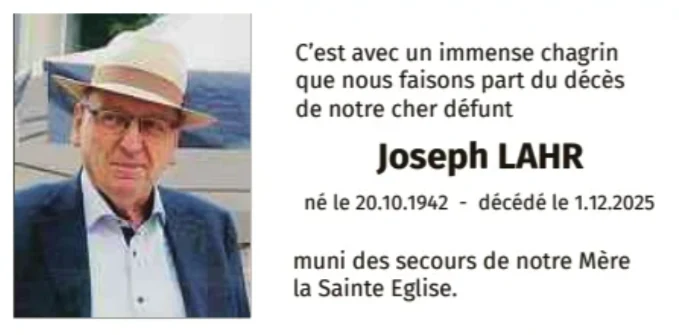 Traueranzeige für Joseph Lahr