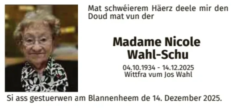 Traueranzeige für Nicole Wahl-Schu