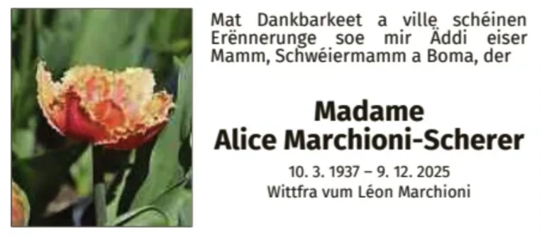 Traueranzeige für Alice Marchioni-Scherer