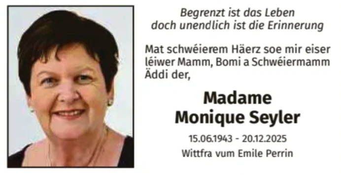 Traueranzeige für Monique Seyler