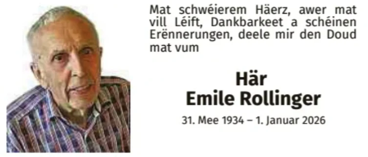 Traueranzeige für Emile Rollinger