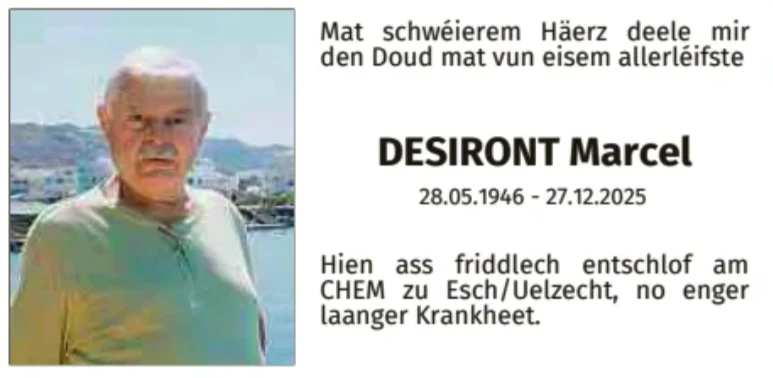 Traueranzeige für Marcel Desiront
