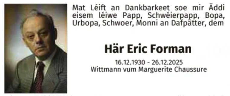 Traueranzeige für Eric Forman