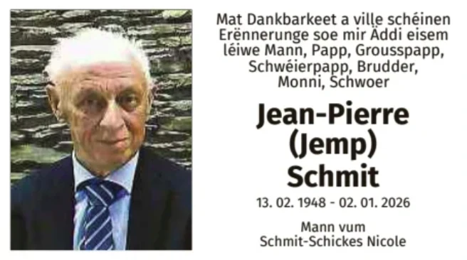 Traueranzeige für Jean-Pierre Schmit