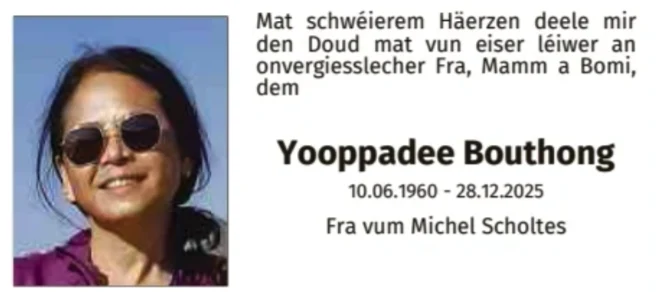 Traueranzeige für Yooppadee Bouthong