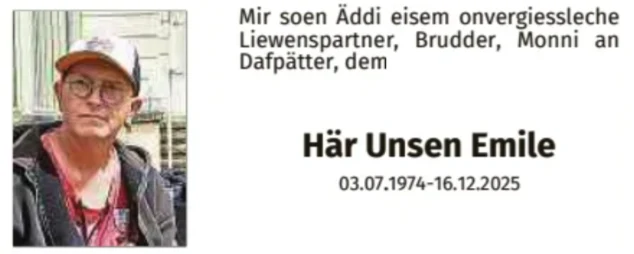 Traueranzeige für Emile Unsen