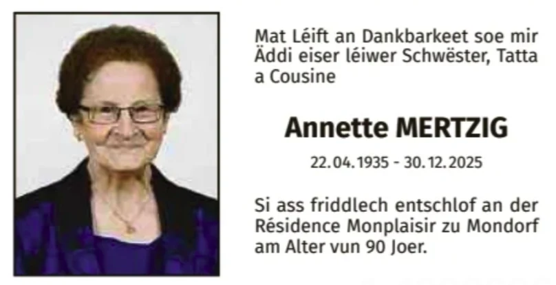 Traueranzeige für Annette Mertzig