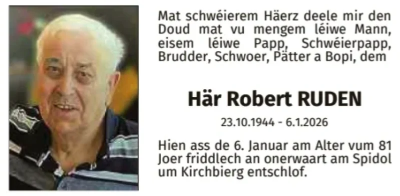 Traueranzeige für Robert Ruden