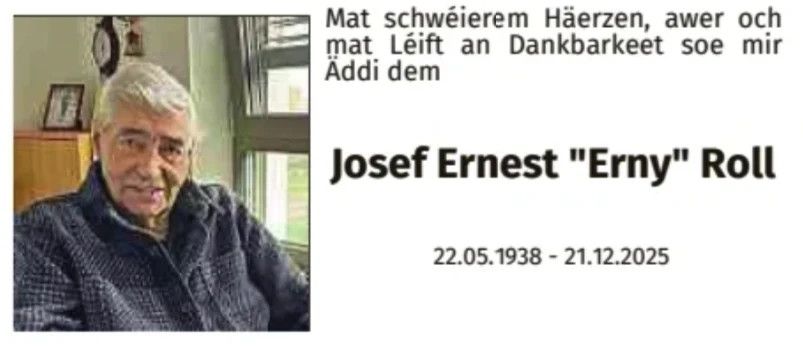Traueranzeige für Josef Ernest Roll