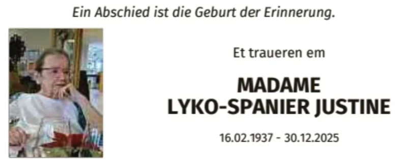 Traueranzeige für Justine Lyko-Spanier