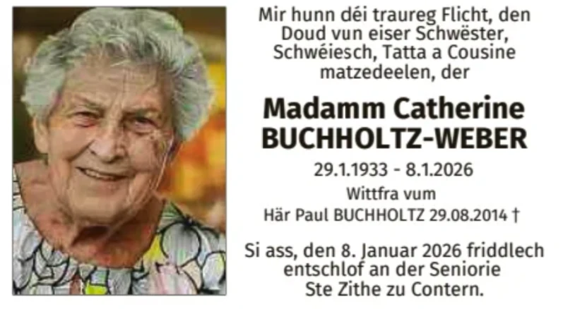 Traueranzeige für Catherine Buchholtz-Weber