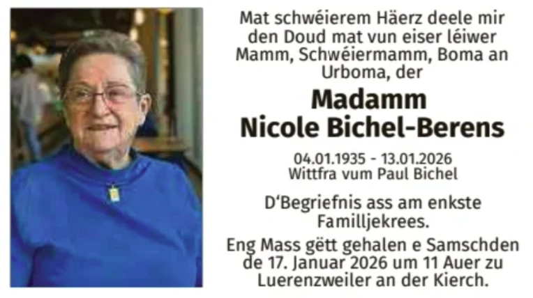 Traueranzeige für Nicole Bichel-Berens