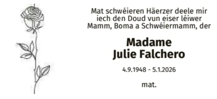 Traueranzeige für Julie Falchero