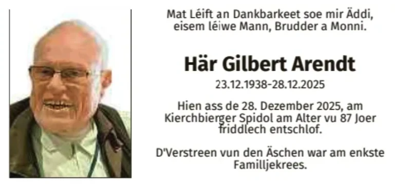Traueranzeige für Gilbert Arendt