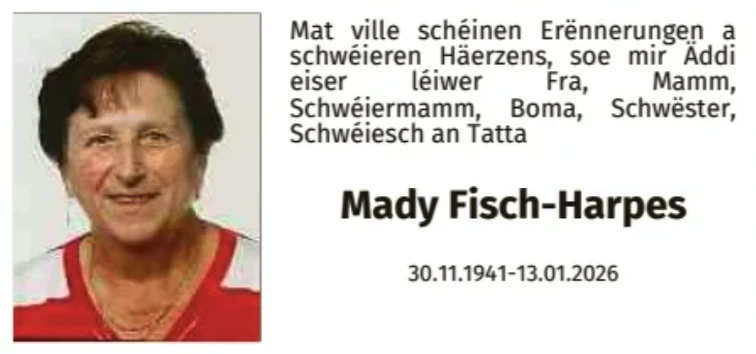 Traueranzeige für Mady Fisch-Harpes