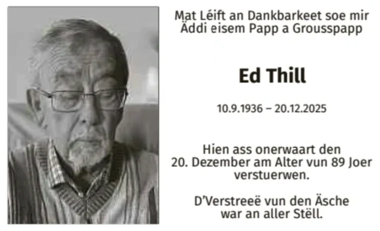 Traueranzeige für Ed Thill